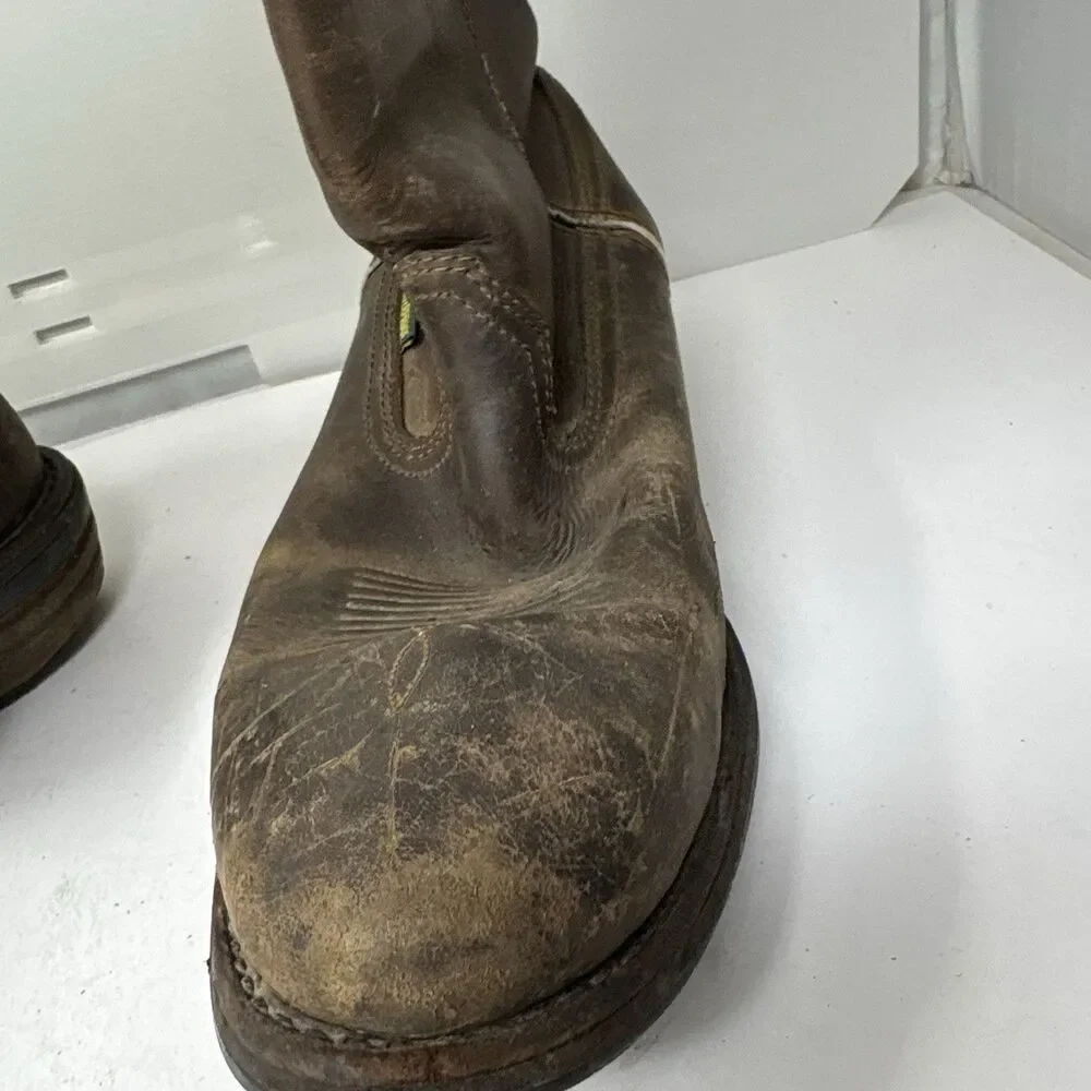 Vintage Style Dan Post Leather Pull On Roper Boots Heavily Worn Patina Mens 12D